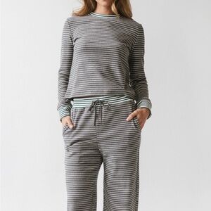 Bohme Striped Wide Leg Jumpsuit- Gray & White. Matching Set with top and bottom